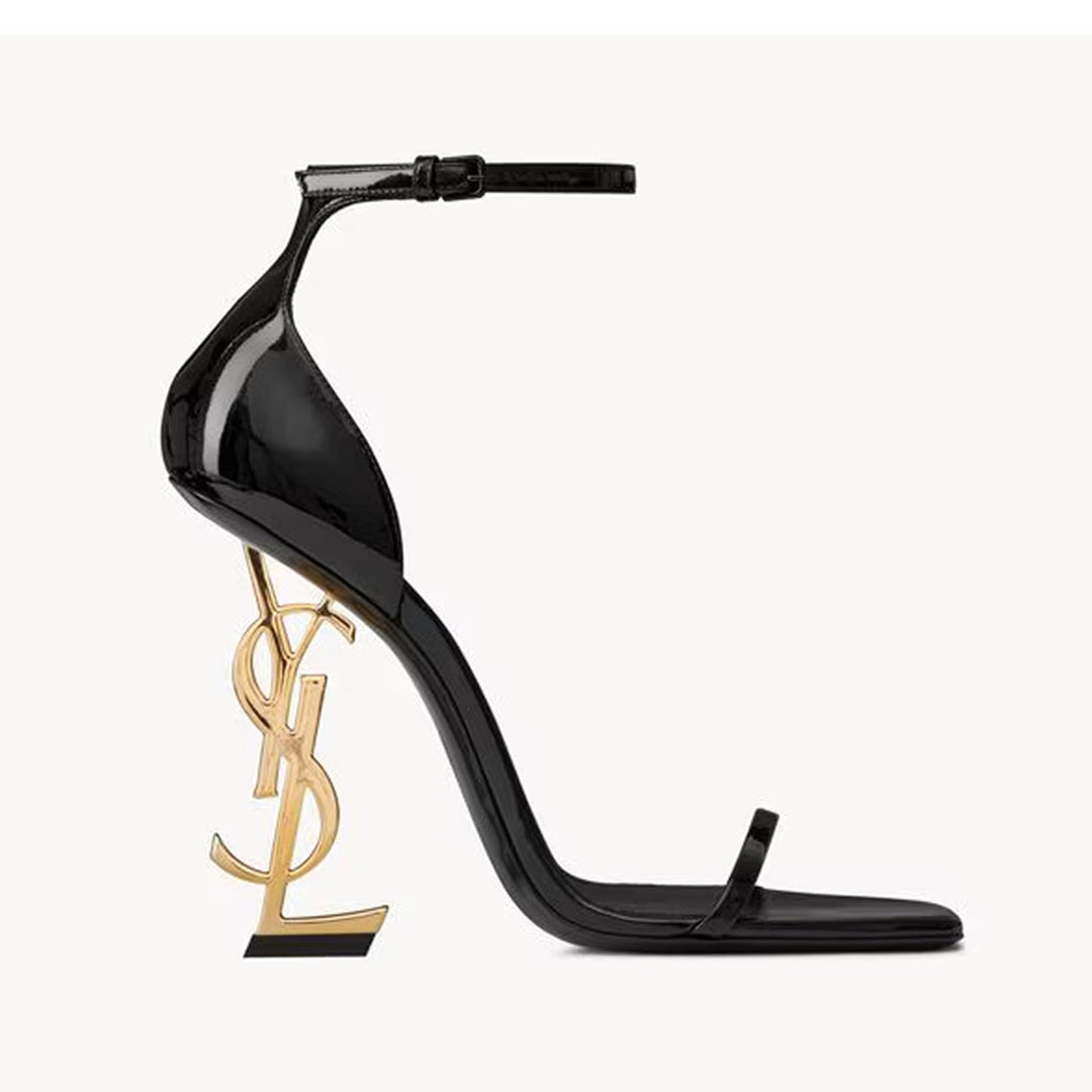 Premium Leather Gold Statement Heel